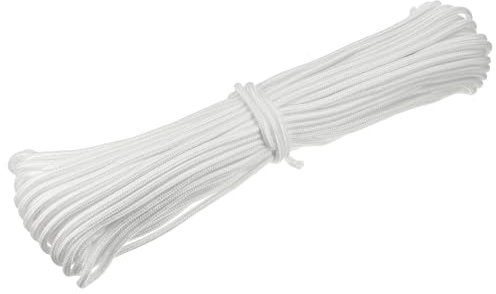 sourcing map 98Ft 1/3 inch (8mm) Polypropylene Rope, Diamond Braided Poly Rope, All-Purpose Utility Rope for Camping Tent, Canoes, Tree Work, White