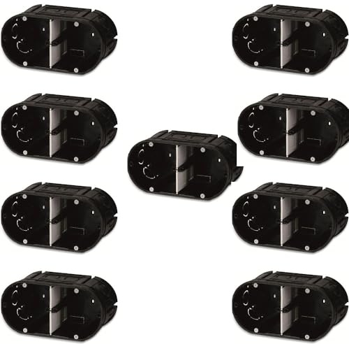 Fiduciashop Unterputz Steckdose 2-Fach - Unterputzdose 68mm Tiefe - Abzweigdose Klein für Profis - Hochwertige Installation mit Präzision für Moderne Elektroinstallationen (10 Stück) Schwarz