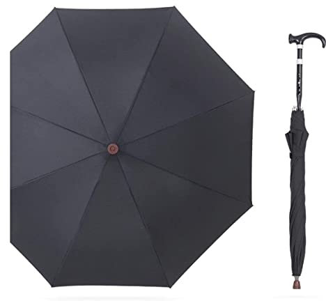 Sturmfest Regenschirm Regenschirme Golfschirm, Leichter Stockschirm, Höhenverstellbarer Stockschirm for Senioren Oder Alle, Die Eine Helfende Hand Brauchen Schirm Stark ( Color : Black , Size : 91CM )