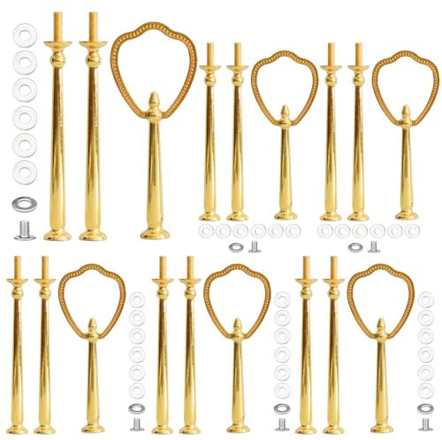 Pasdrucn 6 Pack Etageren Stangen Set, Etagere Schwarz, Etagere Stangen, Etagere Bausatz Vintage Metallstange, Hochzeitstorte Tortenständer Für Tortenhalter Torten (Gold)