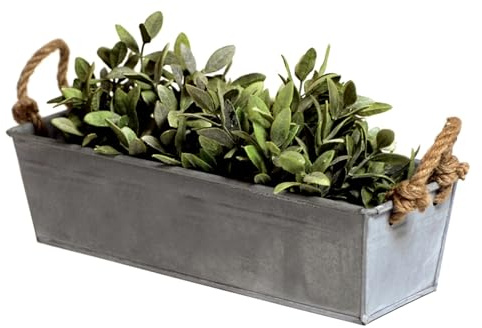LB H&F Blumenkasten Balkonkasten 44cm Zink - Pflanzkasten Massiv Metall Zinkdeko Gartendeko Pflanzgefäß Zinkkasten (Zink)