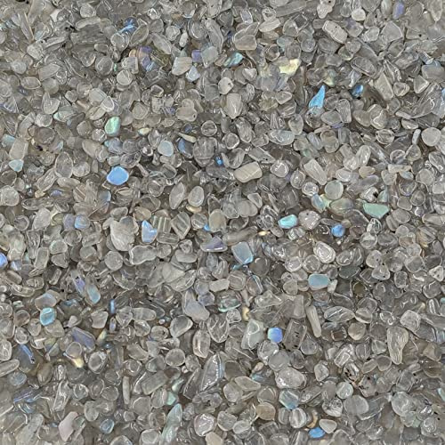 AUOQKQUT 50g Pack Naturel Gris Pierre de Lune Puce Gravier Labradorite Pierre Cristal Pierre précieuse Maison Chambre Aquarium Pierres Naturelles décoration d'intérieur