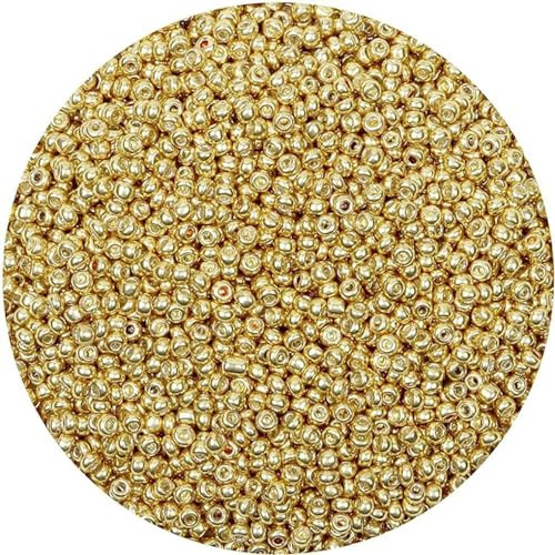 5000 Stück 3mm Goldene Rocailles Perlen für Armbänder,Glasperlen Kleine Perlen für Halskette Ohrring Schmuckherstellung Machen Zubehör