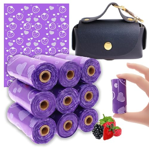 Eyryfui Sanitary Napkin Disposal Bags with Dispenser Feminine Hygiene Disposal Bags for Tampons Trash Bag, Personal Care Sanitary Bag for Women Privacy Handling (Purple)