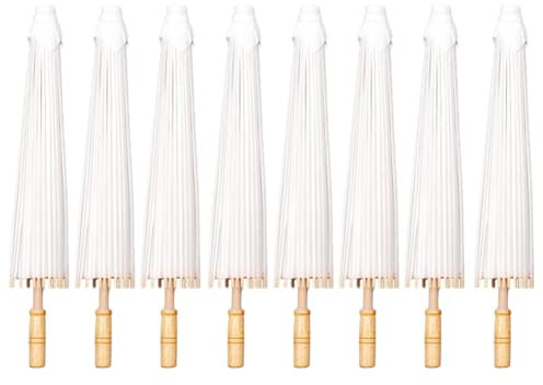 Fcuajdkq 8 piezas sombrilla de papel paraguas de boda favor de fiesta 84 cm paraguas de bambú para centros de mesa de ducha nupcial Accesorios foto