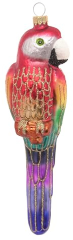 Krebs Glas Lauscha - Weihnachtsdekoration/Christbaumschmuck aus Glas - Papagei - Farbe: Multicolor - Größe: ca. 18 cm
