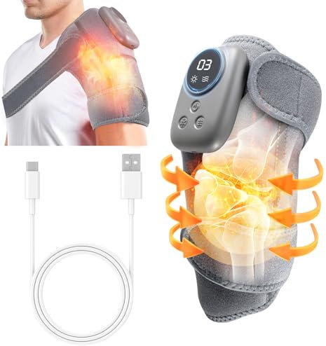 Heated Knee Massager, Heated Knee Brace, Cordless Rechargeable Heated Knee Pads with 9-Level Massage Intensity, Heating Vibration Massage for Relaxing Knee Shoulder Elbow, Relieve Joint Pain