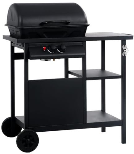 Furniture Select-Gas BBQ Grill mit 3-lagigem Beistelltisch schwarz