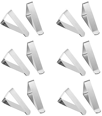PAMINGONO 12stücke Teiliges Edelstahl-tischdeckenklammern Verstellbare Halter Für Dicke Tischplatten rutschfeste Tischtuchhalter Für Garten Picknick Hochzeit Party Und Innenbereich Wiederver