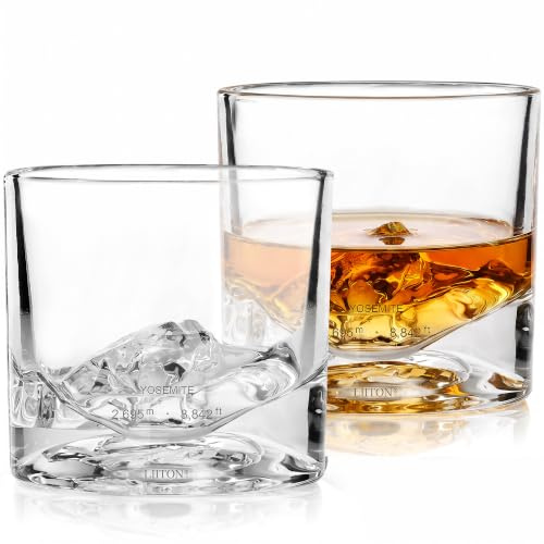 LIITON Yosemite Whiskyglas i Kristall, Set om 2, 295 ml | Frysbart blyfritt kristallglas, kyler whisky utan is, ingen urvattning, bourbonglas