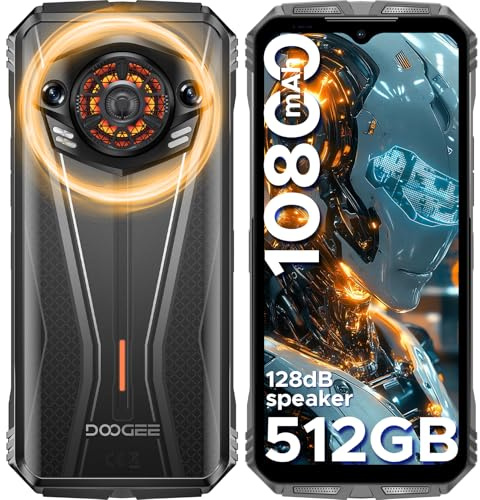 DOOGEE S Punk Pro Telephone Portable Incassable Android 14,20GB +512GB/TF 2TB,128dB Haut-Parleur,10800 mAh/33 W,6.6 FHD+90Hz,50MP+16MP Smartphone Incassable,Lumière LED/NFC/Face ID/OTG/IP68/IP69K