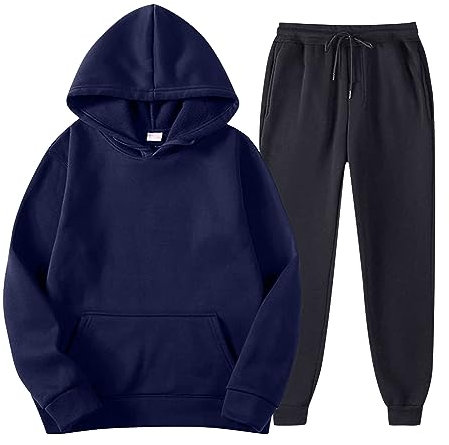 KONG JIMFAN Trainingsanzug Herren Jogginganzug Herren 2-Teilig Set Trainingsanzug Tracksuit Mit Reißverschlüssen Tasche Freizeitanzug Trainingshose Sweatanzug Activewear Für Herren(#C Navy,XXL)