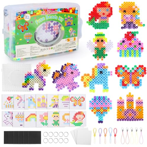 Mardo Cuentas para Planchar 10 mm, 1400 Piezas Hama Beads, Perlas XL con caja de Almacenamiento, Placas de Perlas para Planchar, Patrones y Papel de Planchar, Juego de Cuentas para planchar