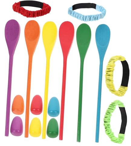 JUMPLAWN 1set and Spoon Race Balance Game for Outdoor Family Fun Wooden Sensory Training Toy for Boys and Girls and Adults for Parties and Picnics