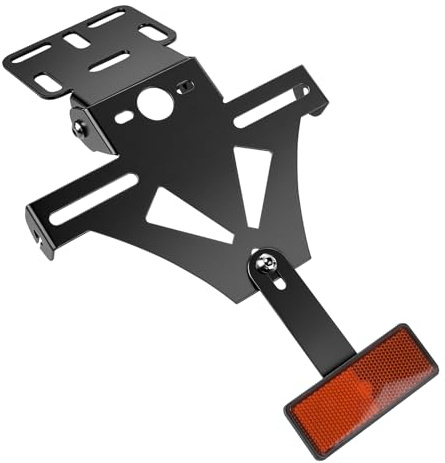 Universal Motorrad Kennzeichenhalter aus Metall - Mit Rücklicht & Reflektor für Yamaha YZF R1/R3/R6/R25/R15/MT07, Kawasaki Z800, Honda CB650R/CBR650R