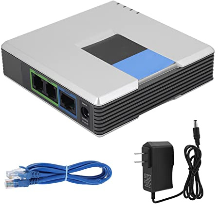 Estink VoIP 2 Porte Internet Phone Adapter SIP RJ45 Cavo per PAP2T con Cavo di Rete Leggero Portatile (US Plug)