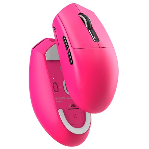 MAMBASNAKE x Attack Shark G3 Kabellose Gaming-Maus, 59g Leichte Maus, PAW3311 Optischer Sensor, 25000 DPI, Bluetooth/2,4G/USB-C, 5 Programmierbare Tasten, 500mAh Akku für PC/Xbox/Mac – Beerenrot