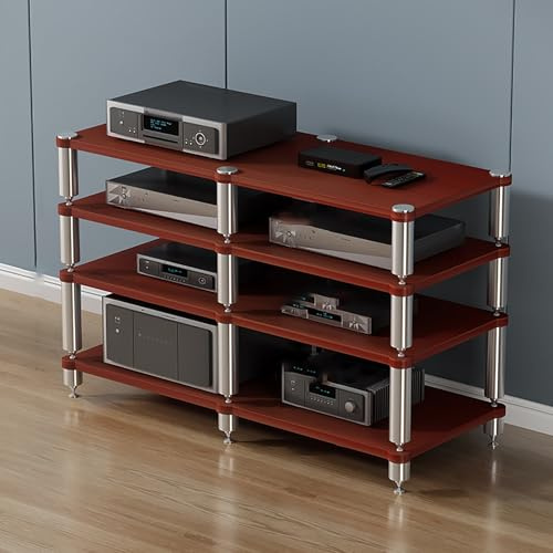 Modern Gaming Shelf & Media Stand Walnut Finish 120x48x84cm 4-Tier AV Storage Unit Stylish Display Rack for Gaming Consoles & Accessories