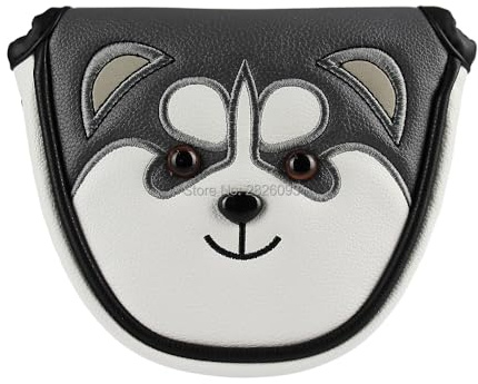 Golf Couvre Mallet Golf Putter Couvre-Chef en Cuir PU Anti-poussière Belle Husky Animal Couvre-Chef for Putter TêTe De Club