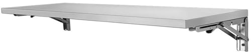 GSKDZG Schwimmender Schreibtisch Aus Edelstahl Wandklapptisch Mit Halterungen, Klapptisch Für Kleine Räume Wandtisch, Klappbar Küchentisch, Multifunktion Esstisch(70x35cm)