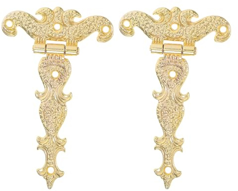 NUOBESTY 2pezzi Cerniere in Metallo Vintage Per Mobili Cerniere Decorative a t Per Armadi e Scatole Di Legno Accessori Per Ante Di Guardaroba e Per Bauli Design Floreale Artistico e Funzion