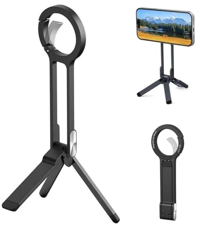 Ma38 Magnetic Phone Tripod, MA38 Portable Ph-one Holder Mini Tripod, Strong Magnet Quick Mount, Mini Tripods Pocket Cell Ph-one Stand (Black)