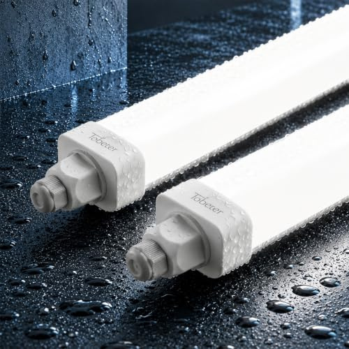Tobeter 2 Stück LED Feuchtraumleuchte 60cm, 18W 1800LM Neutralweiß 4000K LED Feuchtraumlampe Röhre Wannenleuchte Deckenleuchte für Garage Keller Büro Feuchtraum, IP65 Wasserfest