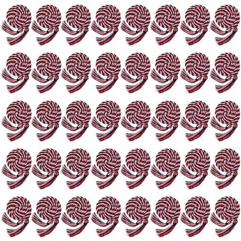 Wholelovein 40 Pack Black & Red & White Graduation Honor Ropes Cords Bulk, Yarn Honor Cords with Tassel for High School Bachelor Gown College Graduation 2026