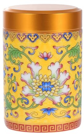 DEARMAMY Contenitore per Tè in Ceramica Smaltata Motivo Colorato, Barattolo Sigillato per Conservazione Alimenti, per Regali Housewarming, Materiale Ceramica e Lega di Alluminio