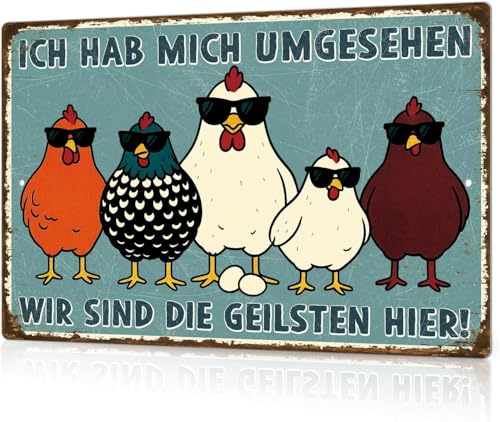 Lustige Metallschilder Wir sind die coolsten Hühner hier Wanddeko Marken für Küche Bauernhof Landhaus Dekoration Geschenke Kreative Humor Aluminiumplatten