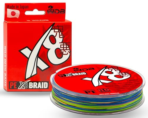 Wild Devil Baits X8 Braid Multicolor Japan PE 8-Fach rund geflochtene Angelschnur Braided Fishing Line