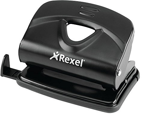 Rexel Ecodesk compact hole punch, 20 Sheets, Made with 50% recycled plastic, Eco friendy, 2102616, Black