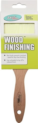 Axus Decor Wood Finishing & Varnish Brush (Lime Series) - 3/75mm - For Applying All Stains & Lacquers Without Dripping, Eco-friendly Natural-Feel Handles, Anti-Rust Stainless Steel, Ultra-Smooth