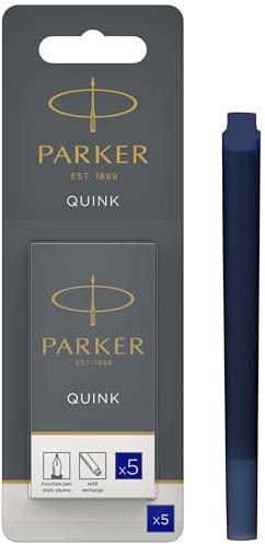 Parker QUINK recambios para plumas estilográficas | cartuchos largos | tinta azul | blíster de 5