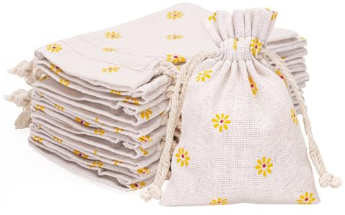 G2PLUS Jutesäckchen 20 Stück Kleine Leinensäckchen-9x12 cm Leinen-Säckchen-Taschen Schmuckbeutel mit Kordelzug lavendel beutel für Schmuck DIY Handwerk Hochzeit Party Weihnachte