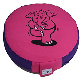 Tvamm Lifestyle Rund 7 Chakra Meditationskissen (Zafu) Buchweizenschalen, Ø 36 cm x 15 cm, Bezug und Inlett 100% Baumwolle, Bezug und Inlett maschinenwaschbar bis 30º C. (Pink/Blau)