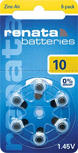 120x Renata Gr. 10 Hörgerätebatterien 20x 6er Blister PR70 Gelb 1,45V ZA10.DP6