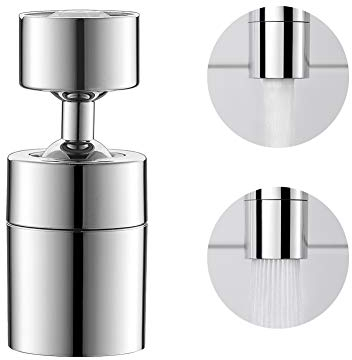 RULIA RB3026 Multifunktions-Belüfter, 360° drehbarer Wasserhahn, Dual-Sprühgerät, großer Winkel, drehbare Spüle, Wasserhahn-Düsenadapter, Chrom, RB3026