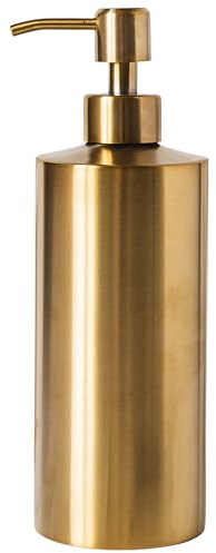 Yew Design Seifenspender aus Edelstahl in Gold für Badezimmer und Küchenspüle, nachfüllbar, 450 ml, Runde Rostfreie Pumpe für Seife, Reinigungsmittel, Lotion und Arbeitsplatte