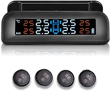 Sistema de monitoreo de presión de neumáticos de coche, TOTMOX Pantalla de presión de temperatura en tiempo real TPMS con pantalla ajustable y 4 sensores externos