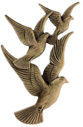 Bronzerelief, Fliegende Tauben, 17 cm, für den Aussenbereich
