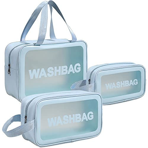 Mikytoper 3 PCS Clear Toiletry Bag for Women, Makeup Bag Set, Wash Bag
