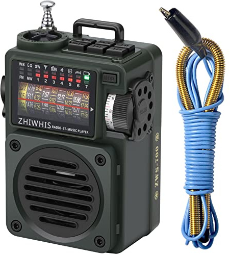 ZHIWHIS Shortwave Radio with Bluetooth, Portable Radio with Sleep Timer, Weather AM FM Shortwave Radios with Best Sound, Retro Analog Tuner with Preset, Rechargeable MP3 Player Support MicroSD Card