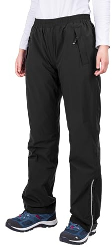 33,000ft Women's Waterproof Trousers Lightweight Rain Overtrousers Ladies Mesh Lined Windproof Rain Pants for Outdoor Fishing Hiking Rainwear Short Leg Black 12