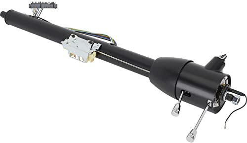 Universal GM Tilt Steering Column, 30 Black Floor Shift, 5-Position Tilt, Built-in Turn Signal & Hazard Flashers, Compatible with '69-'94 GM Specs, Includes Ignition Keys & Billet Levers