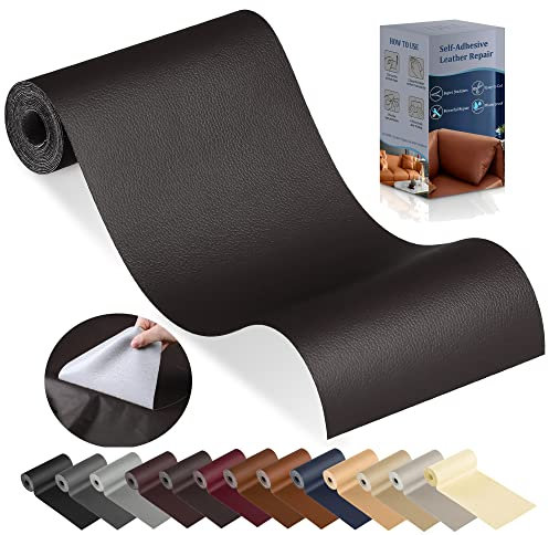YAFLC kunstleder selbstklebend Kaffee, 10 x 160cm leder patch selbstklebend, kunstleder reparaturset für couch Autositz Sofa Möbel Leder Reparatur Jacken und Renovierung