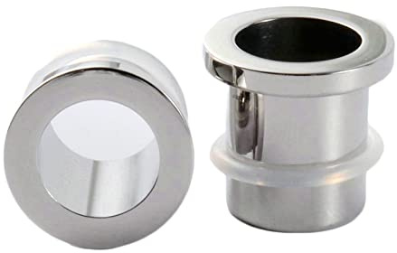 Aeici Plug Tunnel Oreille 19mm, Plug Tunnel Oreille Acier Chirurgical 2 Pièces Tunnel d Oreille Argent Cerceau
