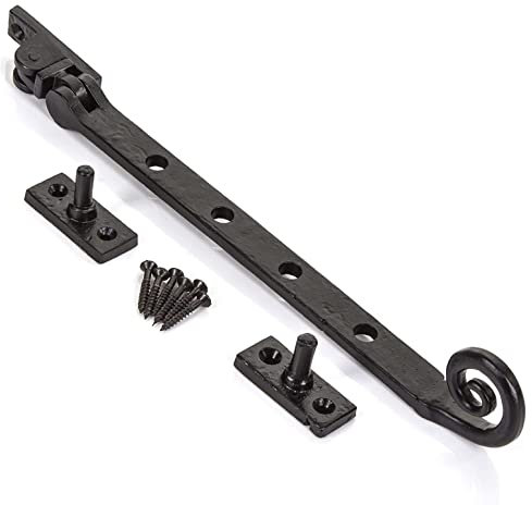 Black Monkey Tail Windows Stay 10 Inch Curly Tail Casement Stay Vintage Monkey Tail Window Catch Gothic Window Adjuster Ornate Black Window Stay/Arm Stay Pack of 1.