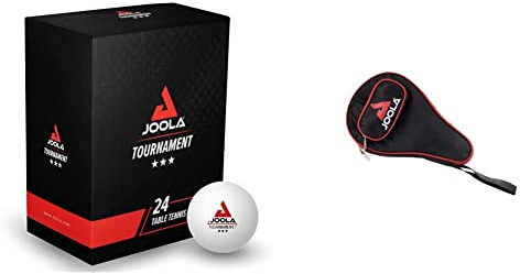 JOOLA Tischtennisbälle Tournament Selektierte 40+mm Durchmesser, 3-Stern Premium Tischtennis Bälle, Weiß, 24 Stück & Unisex – Erwachsene Schlägerhülle-80502 Schlägerhülle, RED, One Size