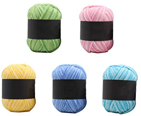 VILLFUL 5rollen Mehrfarbiges Farbverlauf-baumwollgarn Dreifädiges Weiches Strick Häkelgarn Für Babydecken Socken Und Kleidung Warmes Hautfreundliches Naturgarn Für Handarbeiten